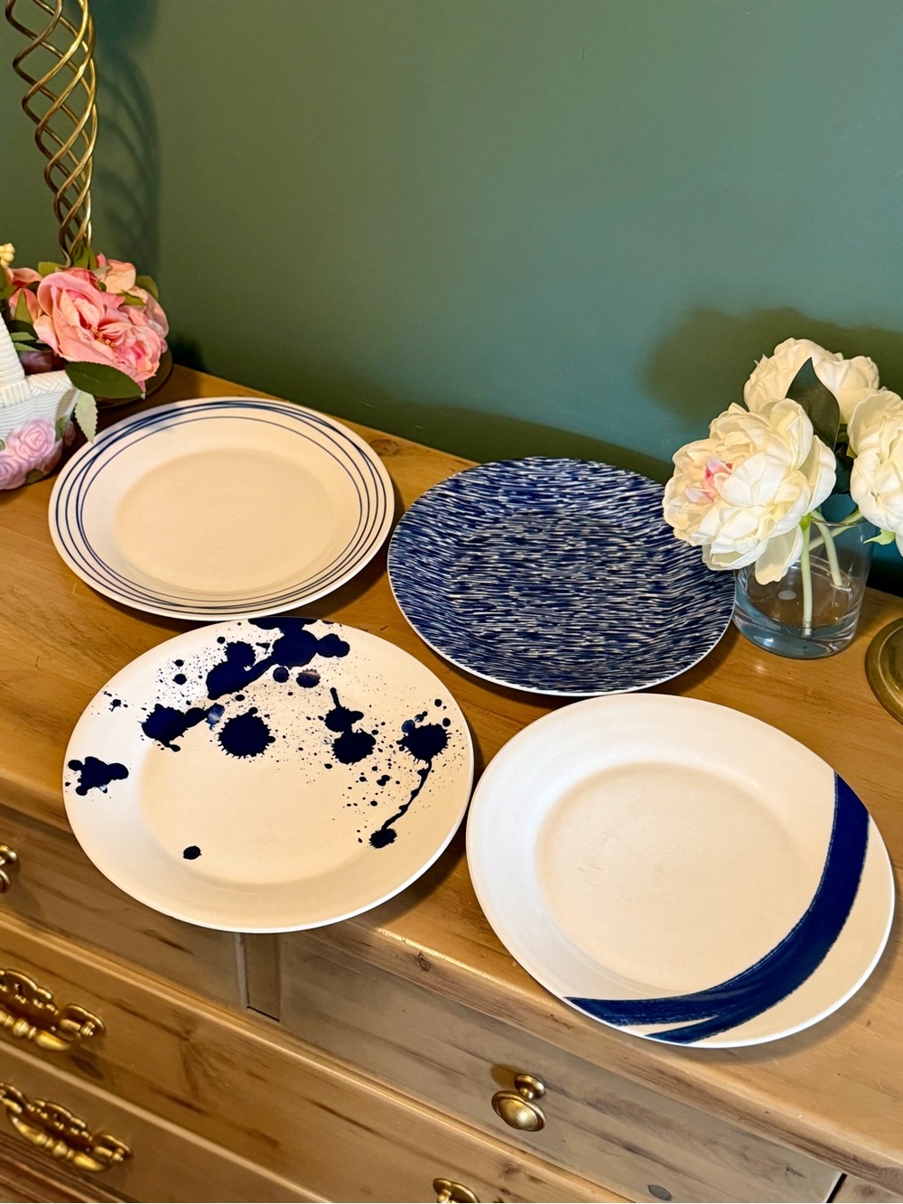 Royal Doulton Pacific Dinner Plates Set 4 Blue Patterns 9.5”